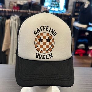 Caffeine Queen Black and White Trucker Hat